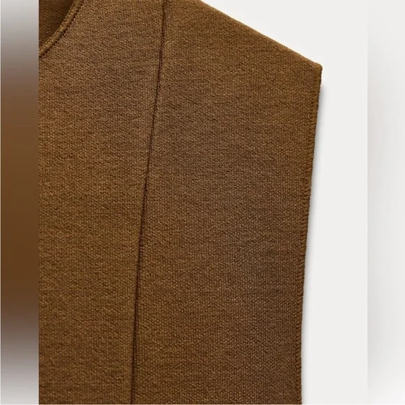 ZARA Brown Stretch Knit Skater dress - Picture 3 of 4